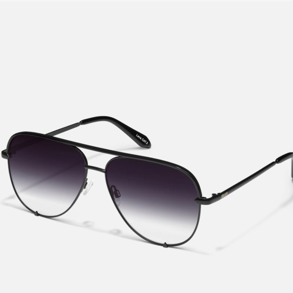 Quay x Desi Perkins Stylish Black Aviator Sunglasses